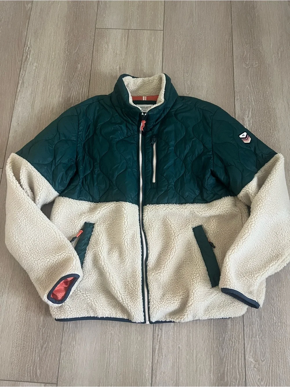 Marine Layer Green/Tan Quilted Long Sleeve Archive BARILOCHE Sherpa Jacket M
